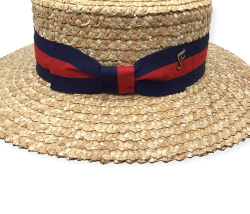 FLÈCHET Hut BOATER historischer STROHHUT Kreissäge Weizenstroh Florentiner