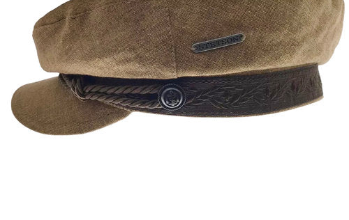 STETSON Mütze Elbsegler braun Leinen fisherman Sommer Schirmmütze