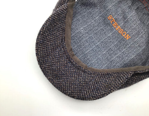 STETSON Mütze DRIVER CAP Belfast Gr.60 ALpaka blau/grau Tweed