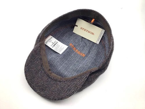 STETSON Mütze DRIVER CAP Belfast Gr.60 ALpaka blau/grau Tweed