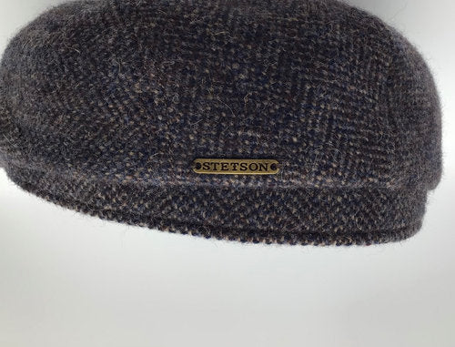 STETSON Mütze DRIVER CAP Belfast Gr.60 ALpaka blau/grau Tweed