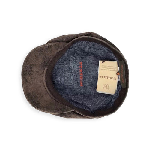STETSON Mütze Ledermütze Hatteras Gr.55 braun used look