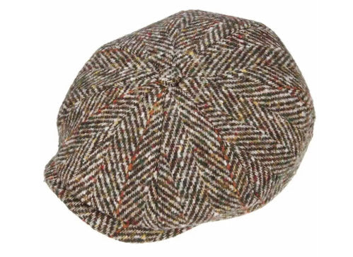 STETSON Mütze Hatteras Fischgrät braun Tweed Schurwolle Winter