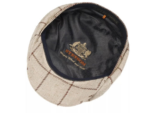STETSON Mütze Hatteras mit Seide beige/braun kariert Winter