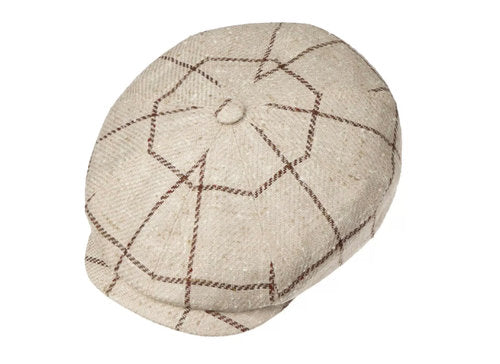 STETSON Mütze Hatteras mit Seide beige/braun kariert Winter