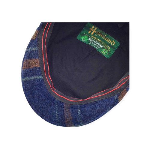 Hanley Tweed Mütze Schiebermütze blau/grün kariert