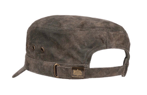 STETSON Mütze Armycap Ledermütze braun Vintage größenverstellbar