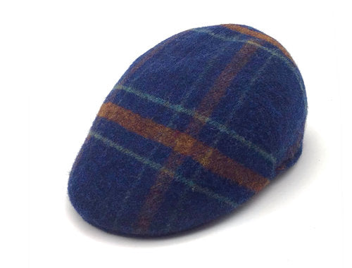 Hanley Tweed Mütze Schiebermütze blau/grün kariert