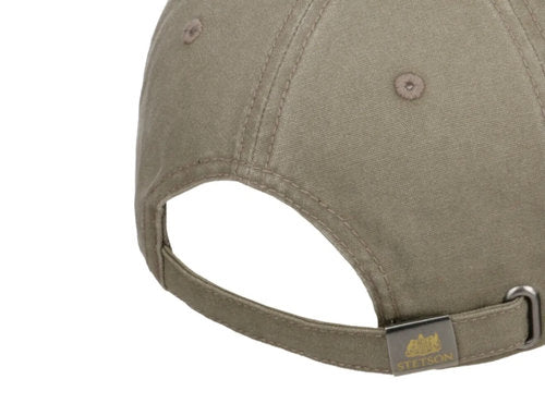 STETSON Mütze BASECAP Lederschirm American oliv/braun UPF40+ Sommer größenverstellbar