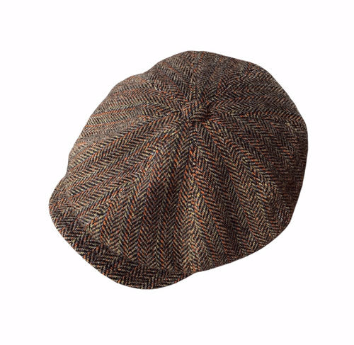 FLÈCHET Mütze MF Bakerboy herringbone Winter oliv/braun warm Ballonmütze