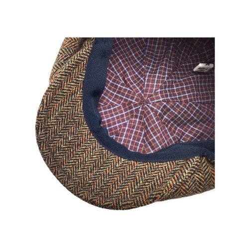 FLÈCHET Mütze MF Bakerboy herringbone Winter oliv/braun warm Ballonmütze