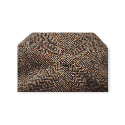 FLÈCHET Mütze MF Bakerboy herringbone Winter oliv/braun warm Ballonmütze