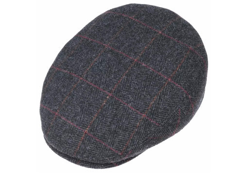 STETSON Mütze Flatcap KENT Gr.M/57 Ohrenklappen kariert herringbone Winter
