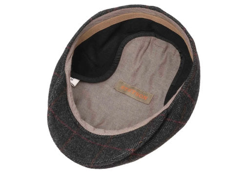 STETSON Mütze Flatcap KENT Gr.M/57 Ohrenklappen kariert herringbone Winter