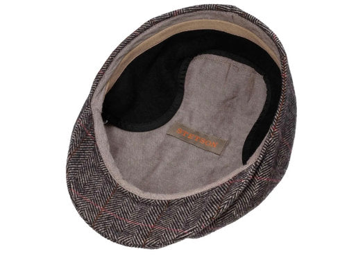 STETSON Mütze Flatcap KENT Gr.M/57 braun Ohrenklappen kariert herringbone Winter