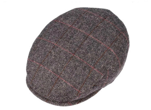 STETSON Mütze Flatcap KENT Gr.M/57 braun Ohrenklappen kariert herringbone Winter