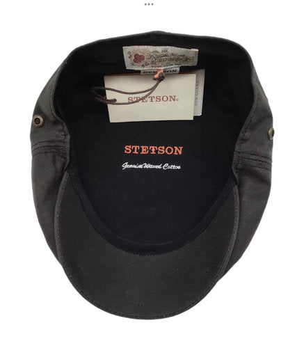 STETSON Mütze FLATCAP WAXXED Gr.55 grau Baumwolle SUN GUARD