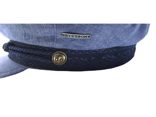 STETSON Mütze Elbsegler blau Leinen fisherman Sommer Schirmmütze