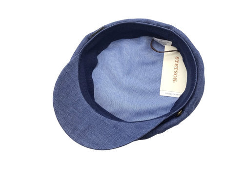 STETSON Mütze Elbsegler blau Leinen fisherman Sommer Schirmmütze