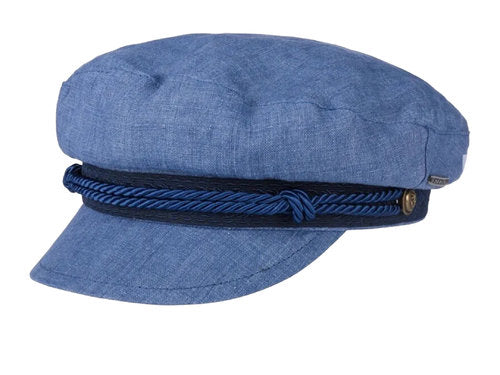 STETSON Mütze Elbsegler blau Leinen fisherman Sommer Schirmmütze