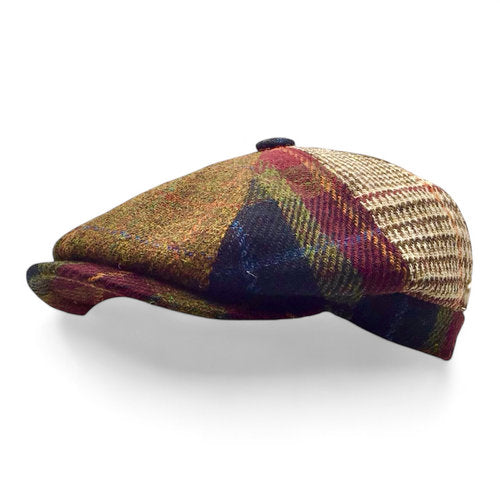 HARRIS-TWEED Mütze flèchet PATCHWORK Bakerboy multicolor Tweed warm