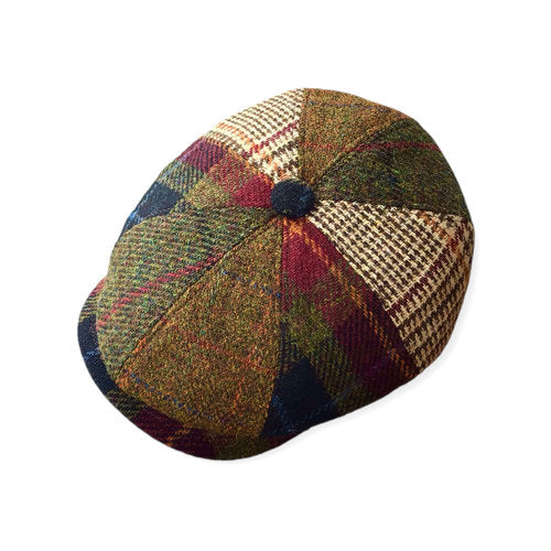 HARRIS-TWEED Mütze flèchet PATCHWORK Bakerboy multicolor Tweed warm