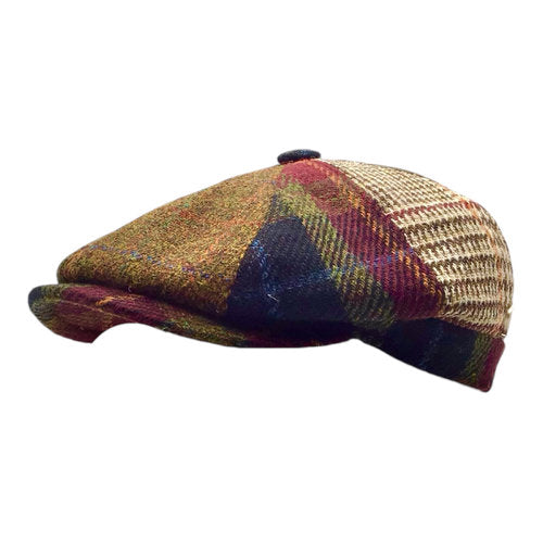 HARRIS-TWEED Mütze flèchet PATCHWORK Bakerboy multicolor Tweed warm