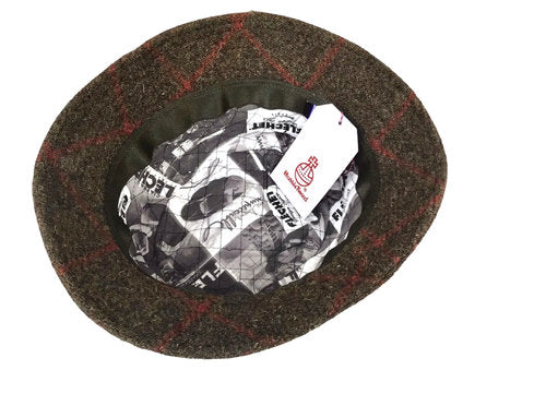 HARRIS-TWEED Hut grün kariert TARTAN bucket hut (Kirkton green) Schottenkaro flechet