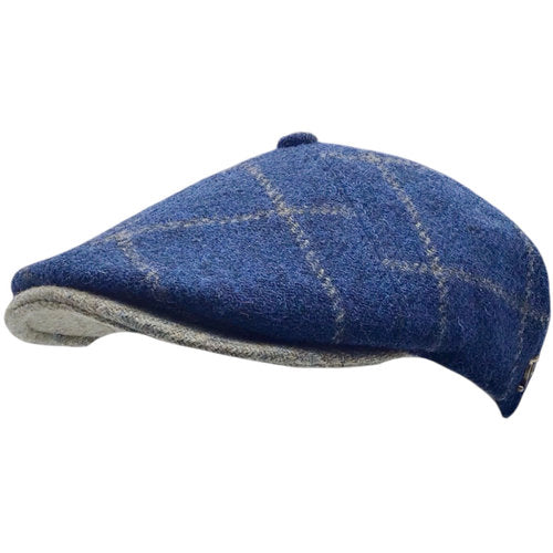 HARRIS-TWEED Mütze flèchet blau/grau Tweedmütze Winter warm