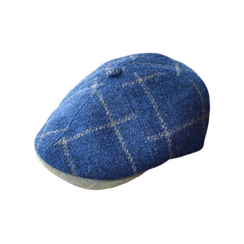HARRIS-TWEED Mütze flèchet blau/grau Tweedmütze Winter warm