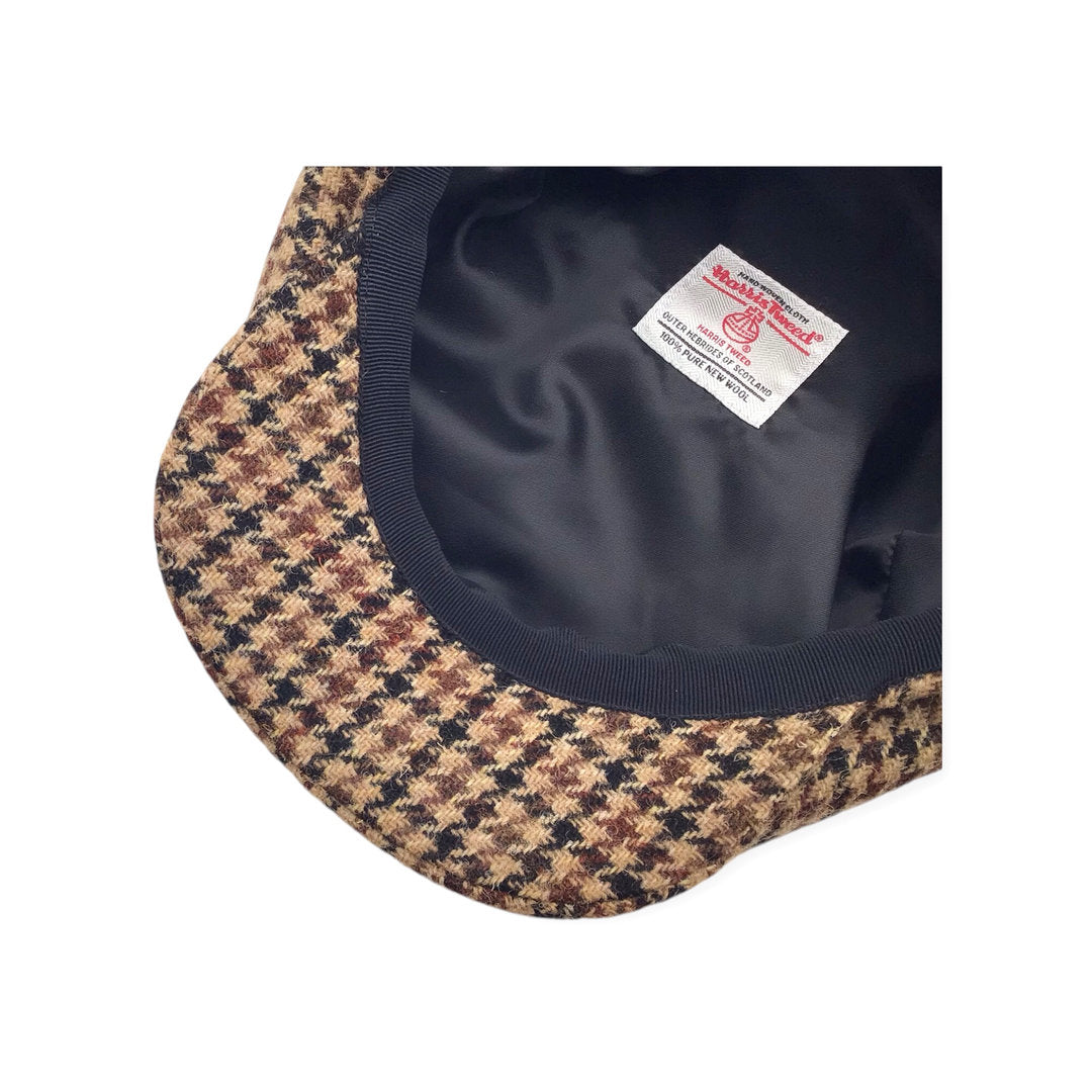 HARRIS-TWEED Mütze Wigèns Newsboy Retro Cap braun Glencheck Bakerboy