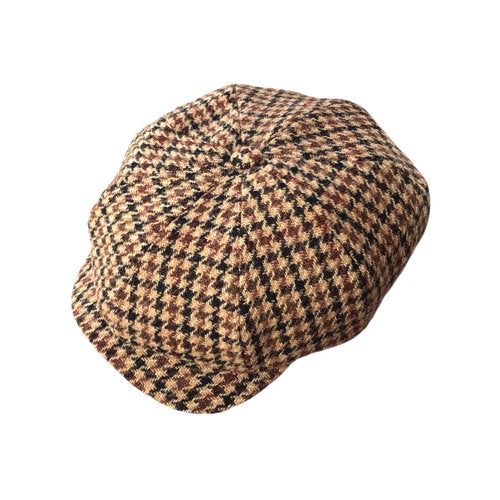 HARRIS-TWEED Mütze Wigèns Newsboy Retro Cap braun Glencheck Bakerboy