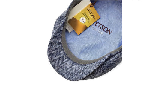STETSON Mütze DRIVER CAP Seide blau herringbone Sommer UPF40+