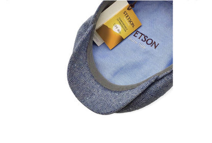 STETSON Mütze DRIVER CAP Seide blau herringbone Sommer UPF40+