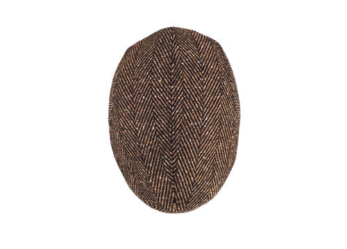 GÖTTMANN Mütze JACKSON Tweedmütze Lederschirm schokobraun herringbone