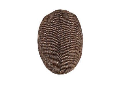 GÖTTMANN Mütze JACKSON Tweedmütze Lederschirm schokobraun herringbone