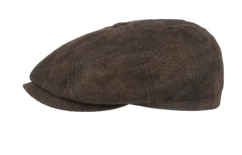 STETSON Mütze Ledermütze Hatteras Gr.55 braun used look