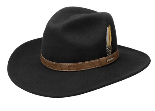 STETSON Westernhut Wide Brim Wollfilz schwarz Cowboyhut Gr.61