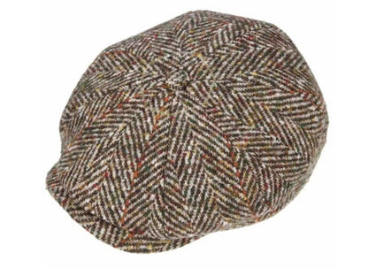 STETSON Mütze Hatteras Fischgrät braun Tweed Schurwolle Winter