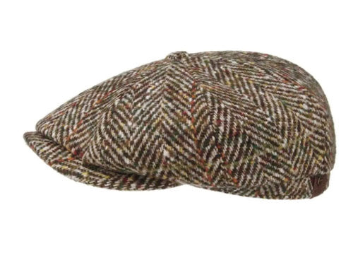 STETSON Mütze Hatteras Fischgrät braun Tweed Schurwolle Winter