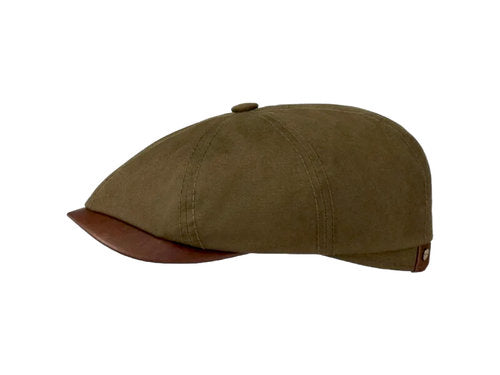 STETSON Mütze Hatteras WAXXED SUN GUARD UPF40+ oliv/braun Gr.XL/61 Lederschirm