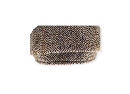 HARRIS-TWEED Mütze herringbone braun  Bakerboy