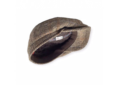HARRIS-TWEED Mütze herringbone braun  Bakerboy
