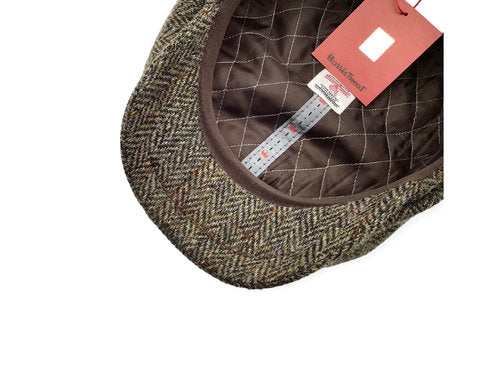 HARRIS-TWEED Mütze herringbone oliv/braun Bakerboy