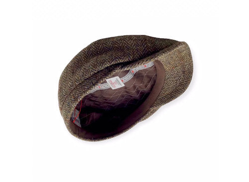 HARRIS-TWEED Mütze herringbone oliv/braun Bakerboy