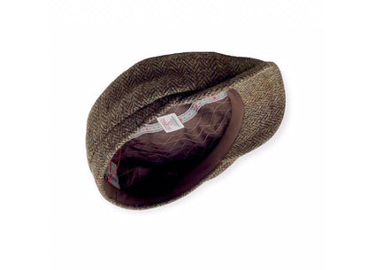 HARRIS-TWEED Mütze herringbone oliv/braun Bakerboy