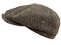 HARRIS-TWEED Mütze herringbone oliv/braun Bakerboy