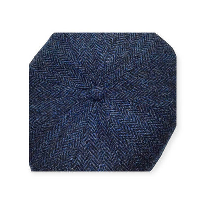 HARRIS-TWEED Mütze herringbone blau Bakerboy Newsboy