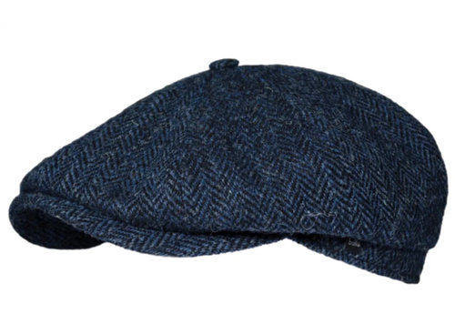 HARRIS-TWEED Mütze herringbone blau Bakerboy Newsboy