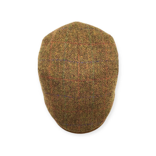 HARRIS-TWEED Mütze braun GATSBY Schurwolle Lederschirm